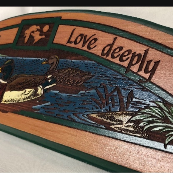 American Vintage Other - Vintage Hand Crafted Wood Engraved Wall Decor